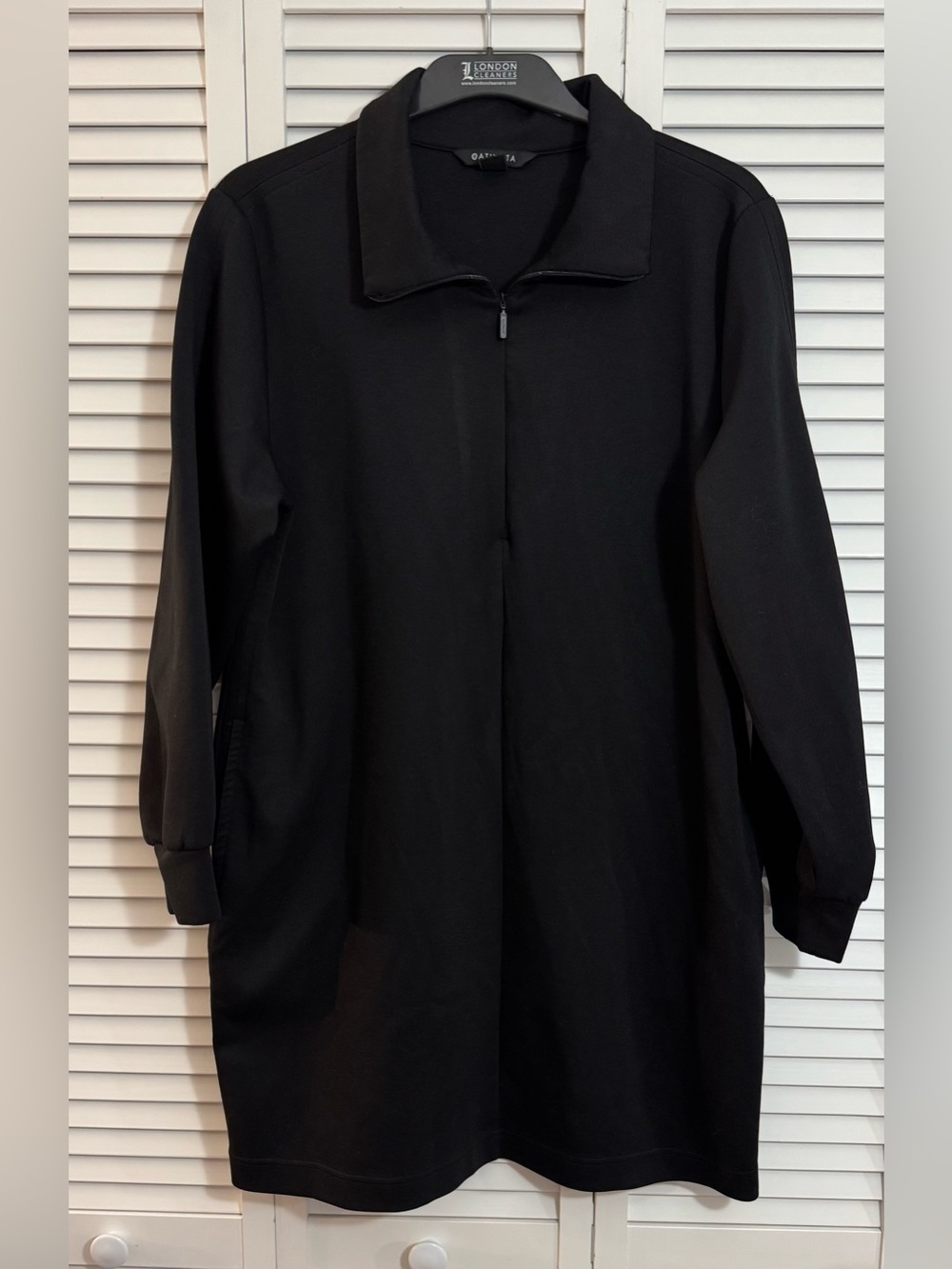 NWOT Athleta Allure 1/4 Zip Long Sleeve Pullover Athleisure Mini Dress Black XL